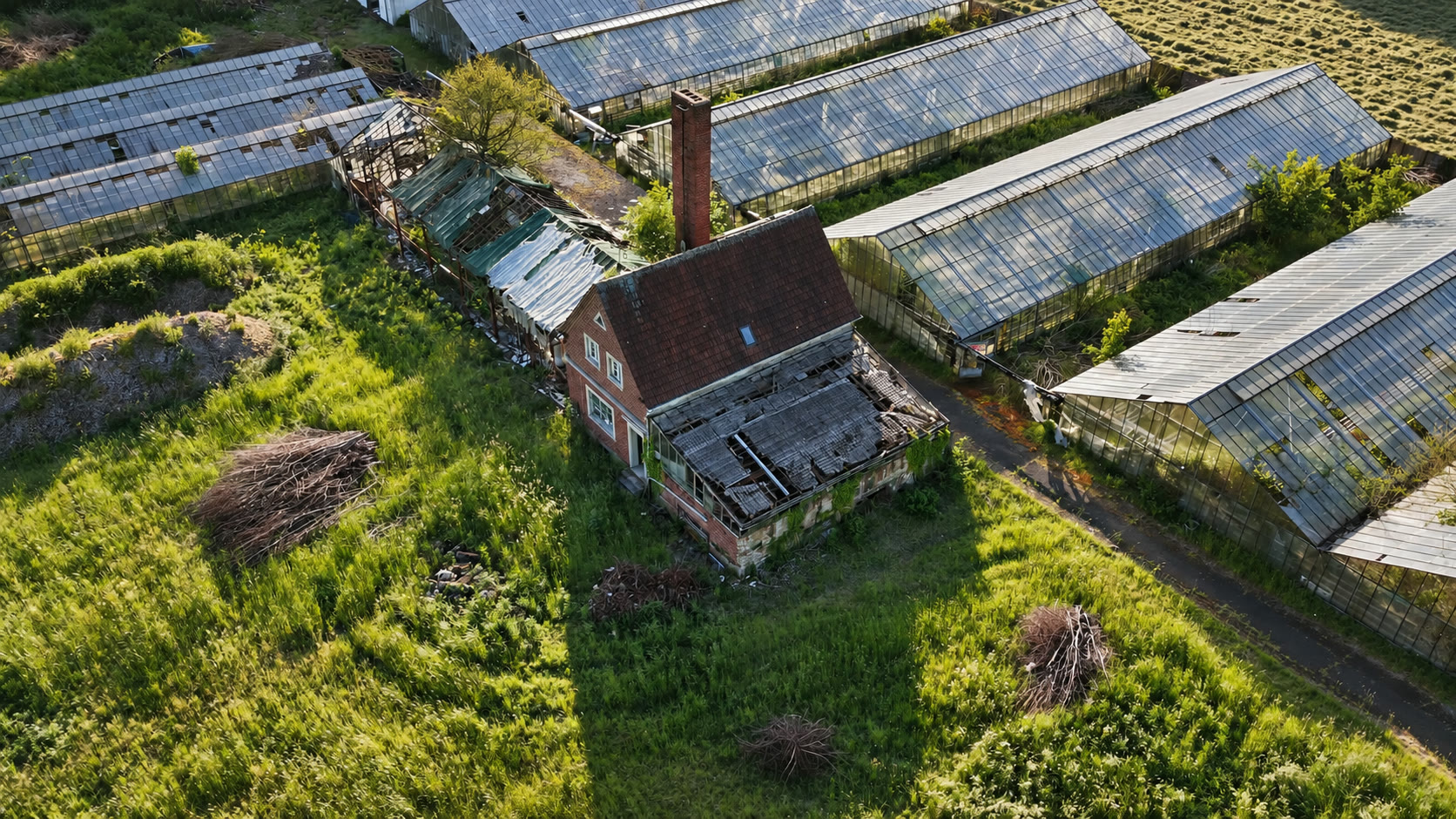 Luftaufnahme von Haus und Wegen